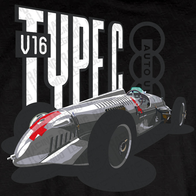 T-shirt Auto Union Type C de Bernd Rosemeyer Negra detalle