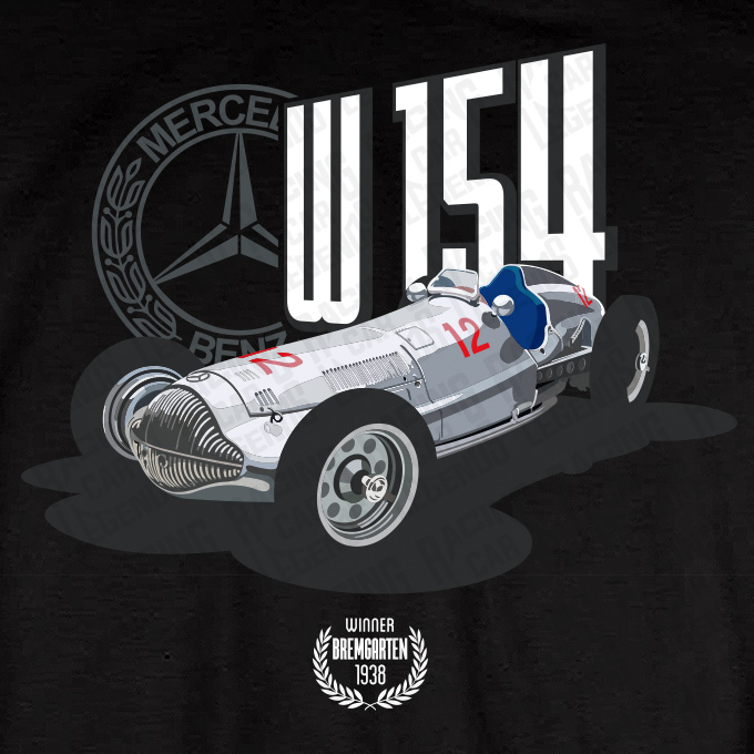 T-shirt Mercedes-Benz W154 de Rudolf Caracciola Negra detalle