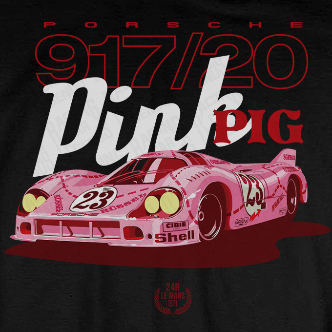 Camiseta Porsche 917/20 Pink Pig Negra detalle