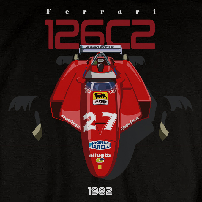 T-shirt Ferrari 126C2 Gilles Villeneuve Negra detalle