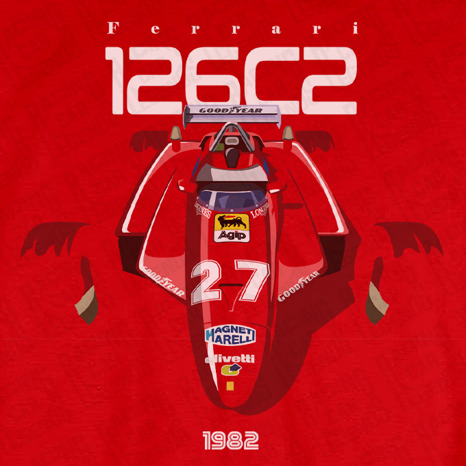 T-shirt Ferrari 126C2 Gilles Villeneuve Red detalle