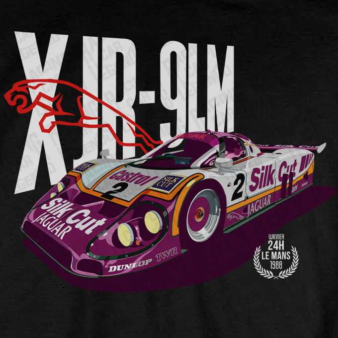 Camiseta Jaguar XJR-9 LM Silk Cut Negra detalle