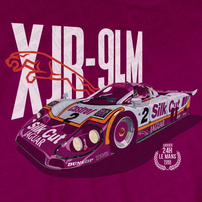 T-shirt Jaguar XJR-9 LM Silk Cut Purple detalle