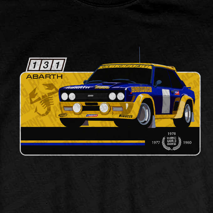 Camiseta Rally Fiat 131 Abarth Rally Negro detalle