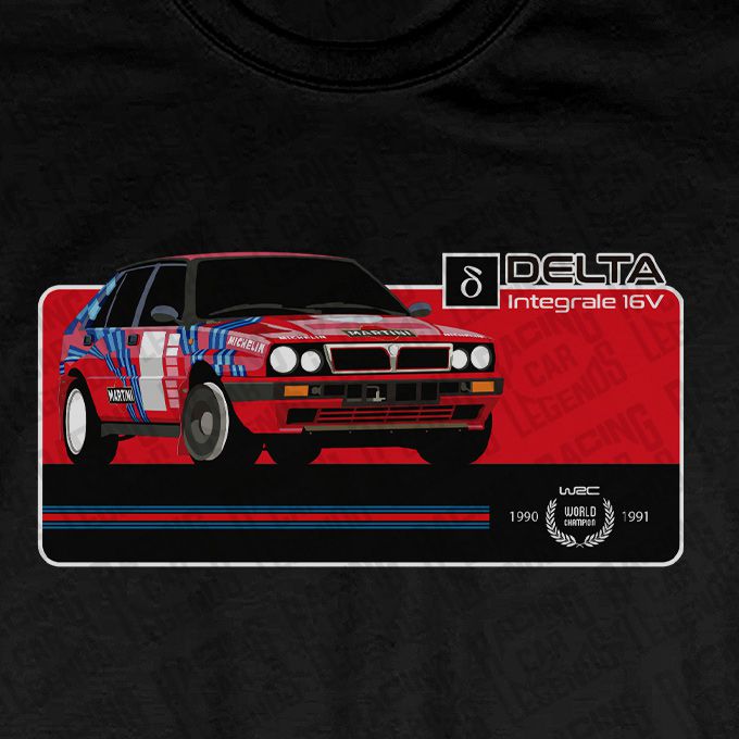 T-shirt Rally Lancia Delta Integrale 16v Martini Racing Black detalle