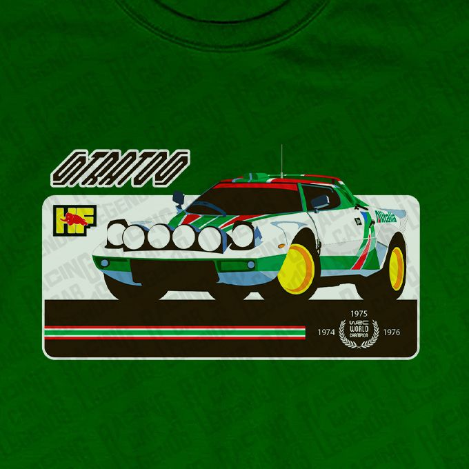 Camiseta Rally Lancia Stratos HF Alitalia Verde detalle