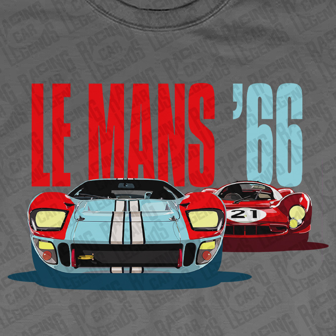 Camiseta Le Mans 66 Ford Vs Ferrari Gris detalle