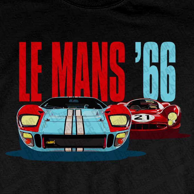 Camiseta Le Mans 66 Ford Vs Ferrari Negra detalle