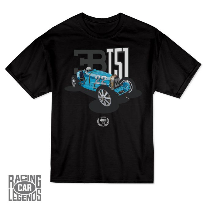 T-shirt Bugatti T51 de Louis Chiron de 1931 Negra